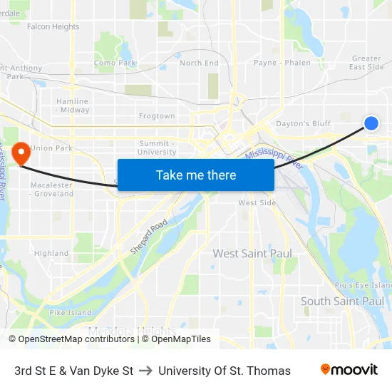 3rd St E & Van Dyke St to University Of St. Thomas map