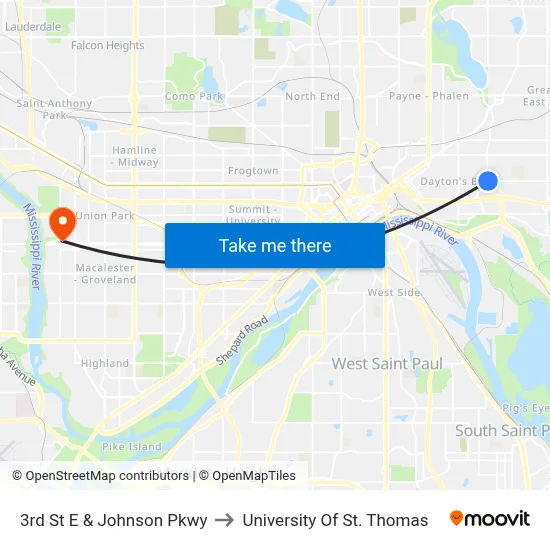 3rd St E & Johnson Pkwy to University Of St. Thomas map