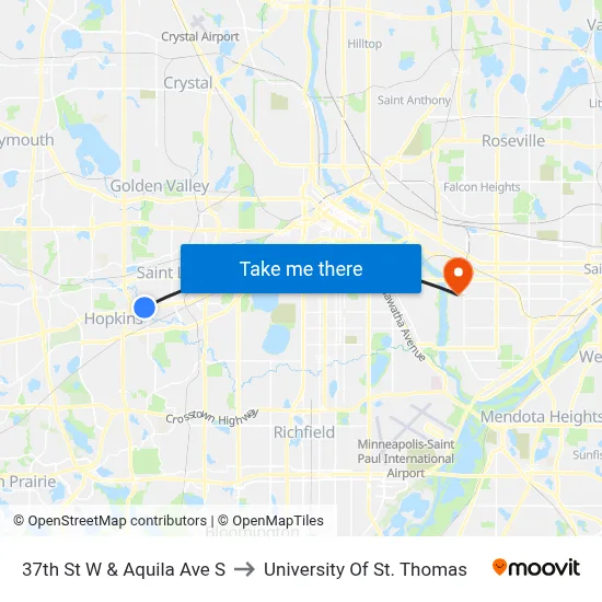 37th St W & Aquila Ave S to University Of St. Thomas map