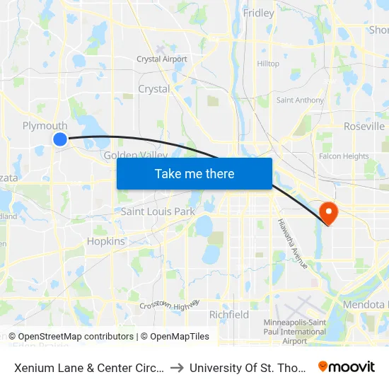 Xenium Lane & Center Circle E to University Of St. Thomas map