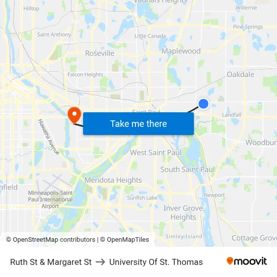 Ruth St & Margaret St to University Of St. Thomas map