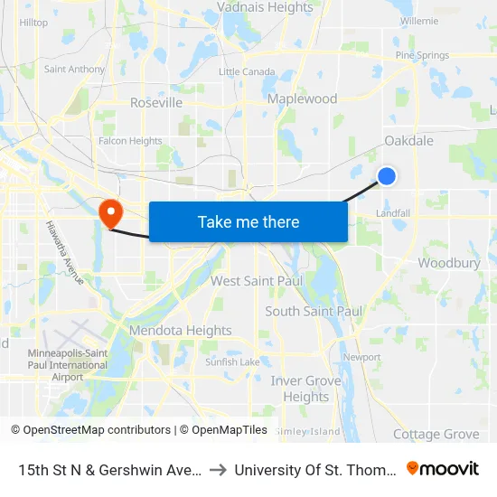 15th St N & Gershwin Ave N to University Of St. Thomas map