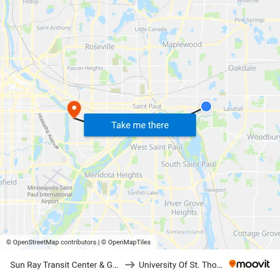 Sun Ray Transit Center & Gate E to University Of St. Thomas map