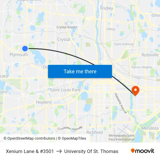Xenium Lane & #3501 to University Of St. Thomas map