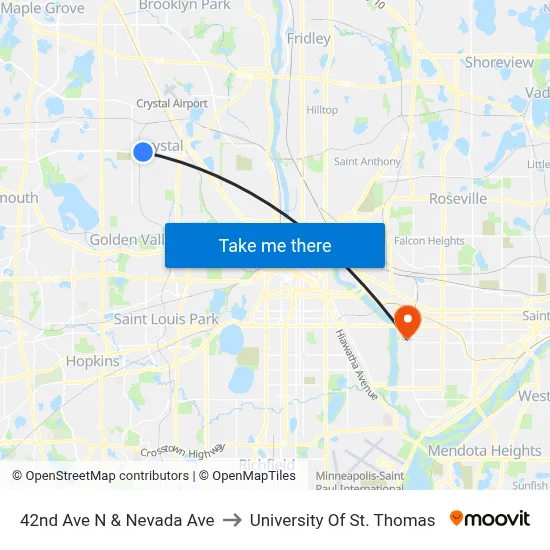 42nd Ave N & Nevada Ave to University Of St. Thomas map