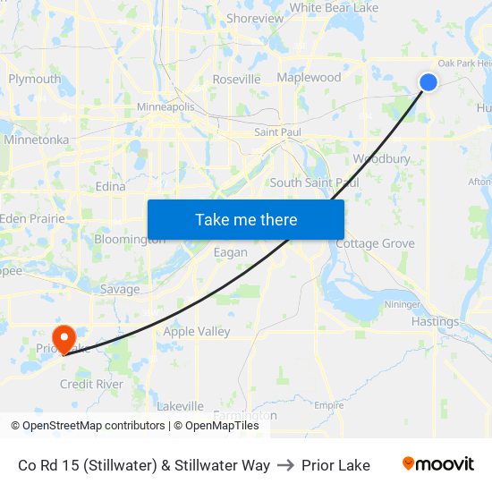 Co Rd 15 (Stillwater) & Stillwater Way to Prior Lake map