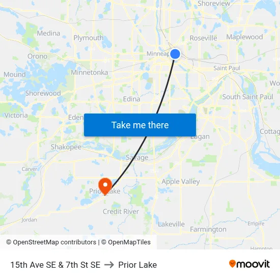 15th Ave SE & 7th St SE to Prior Lake map