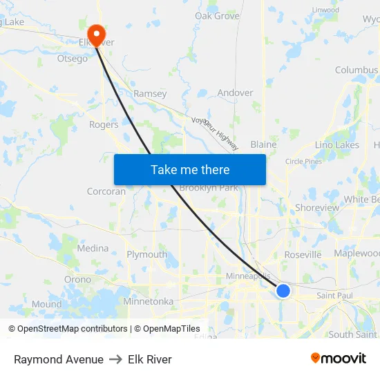 Raymond Avenue to Elk River map