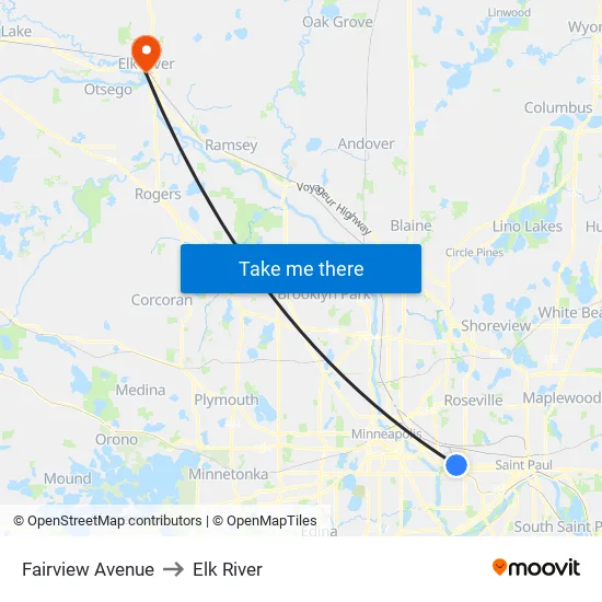 Fairview Avenue to Elk River map