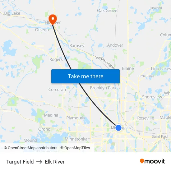 Target Field to Elk River map