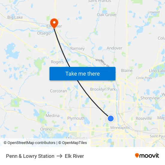 Penn & Lowry Station to Elk River map