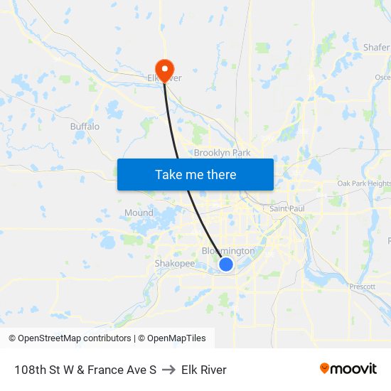 108th St W & France Ave S to Elk River map