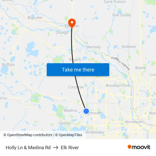 Holly Ln & Medina Rd to Elk River map