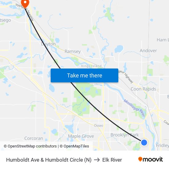 Humboldt Ave & Humboldt Circle (N) to Elk River map