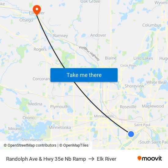 Randolph Ave & Hwy 35e Nb Ramp to Elk River map