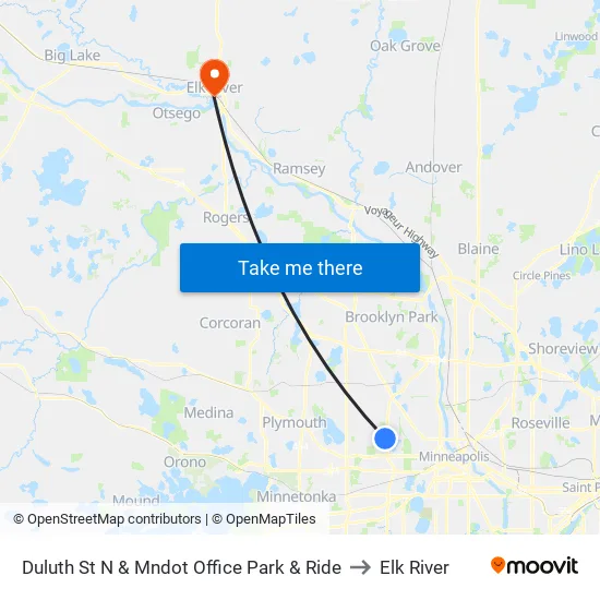 Duluth St N & Spring Gate Ctr to Elk River map