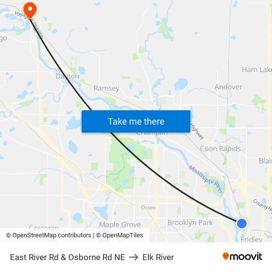 East River Rd & Osborne Rd NE to Elk River map