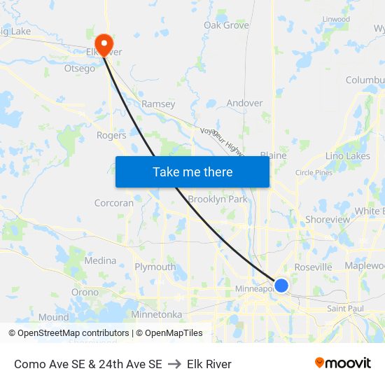 Como Ave SE & 24th Ave SE to Elk River map