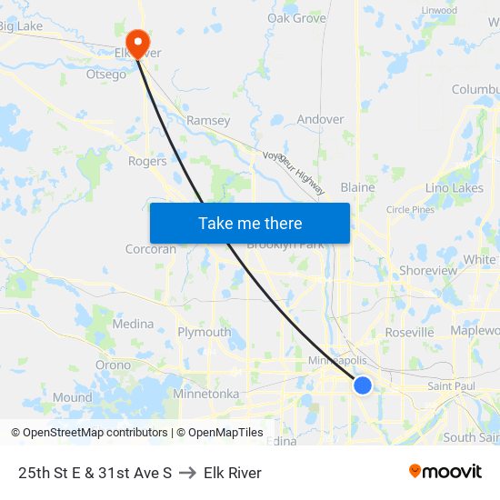 25th St E & 31st Ave S to Elk River map