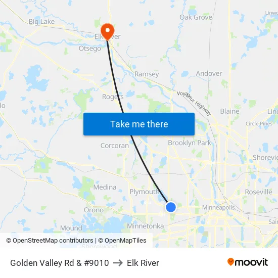 Golden Valley Rd & #9010 to Elk River map