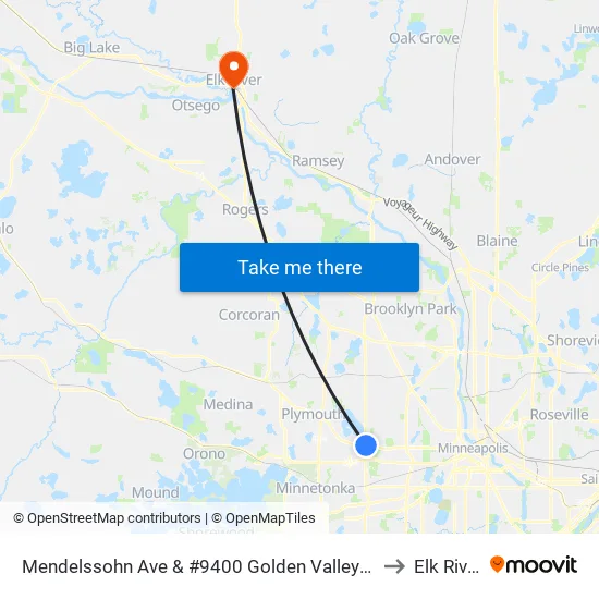 Mendelssohn Ave & #9400 Golden Valley Rd to Elk River map