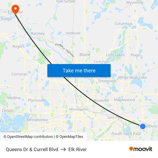 Queens Dr & Currell Blvd to Elk River map