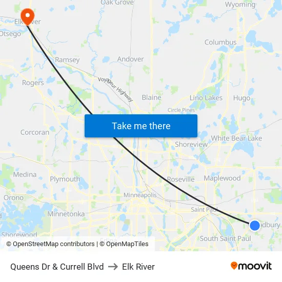 Queens Dr & Currell Blvd to Elk River map