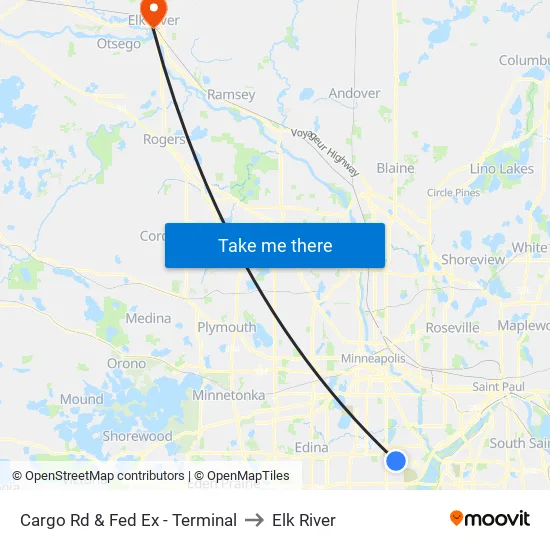 Cargo Rd & Fed Ex - Terminal to Elk River map