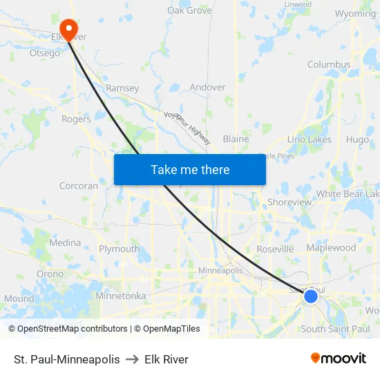 St. Paul-Minneapolis to Elk River map
