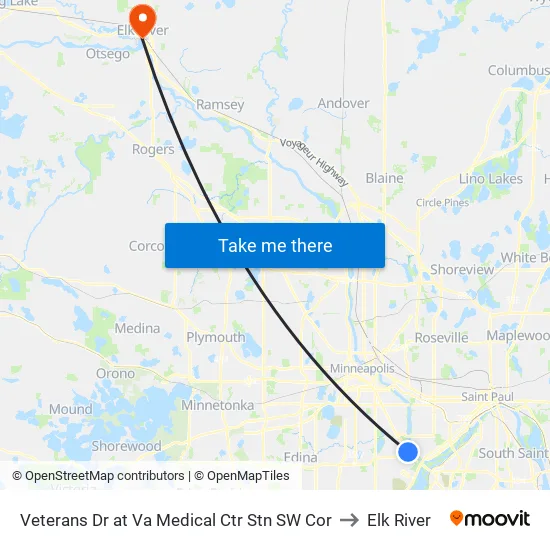 Veterans Dr at Va Medical Ctr Station SW to Elk River map