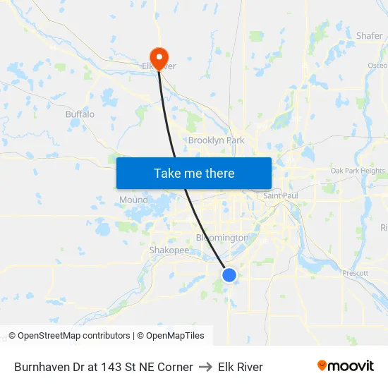 Burnhaven Dr at 143 St NE Corner to Elk River map