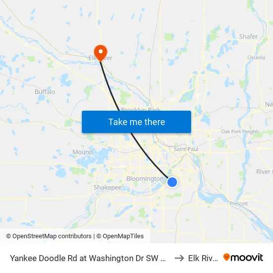 Yankee Doodle Rd at Washington Dr SW Cor to Elk River map