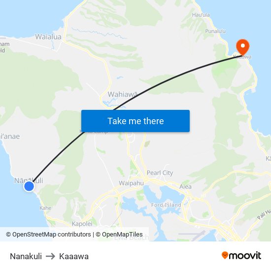 Nanakuli to Kaaawa map