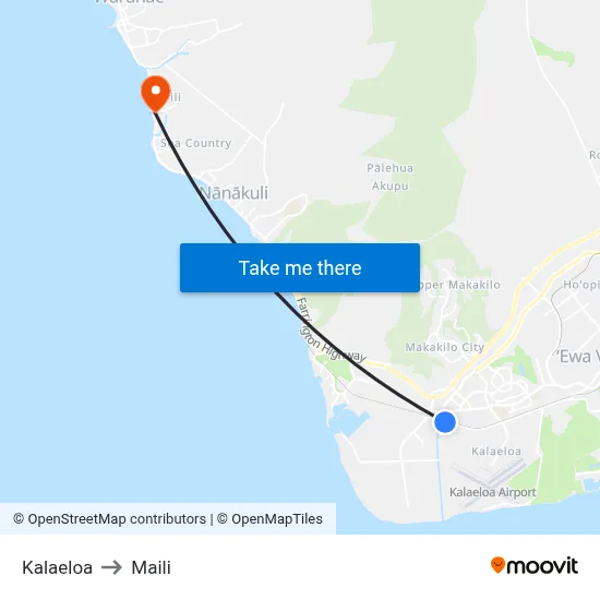 Kalaeloa to Maili map