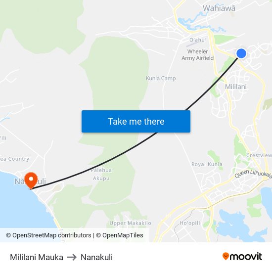 Mililani Mauka to Nanakuli map