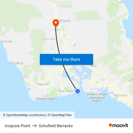 Iroquois Point to Schofield Barracks map