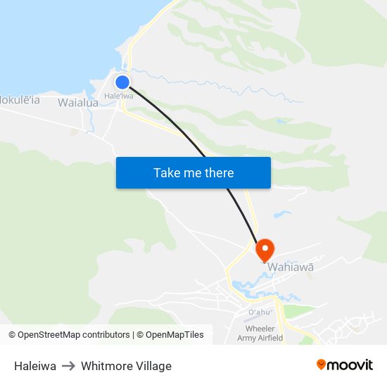 Haleiwa to Whitmore Village map