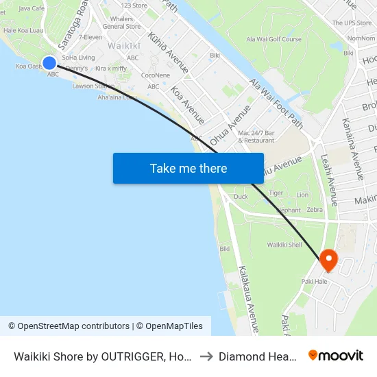 Waikiki Shore by OUTRIGGER, Honolulu to Diamond Head TV map