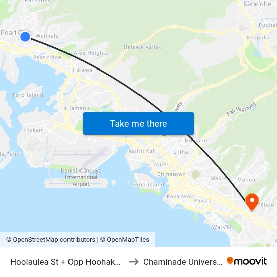 Hoolaulea St + Opp Hoohaku St to Chaminade University map