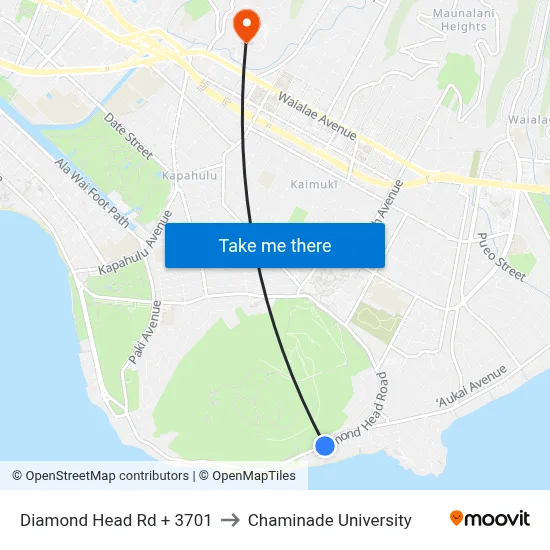 Diamond Head Rd + 3701 to Chaminade University map