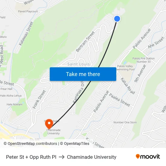 Peter St + Opp Ruth Pl to Chaminade University map