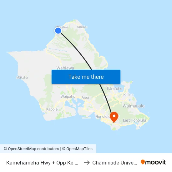 Kamehameha Hwy + Opp Ke Nui Rd to Chaminade University map