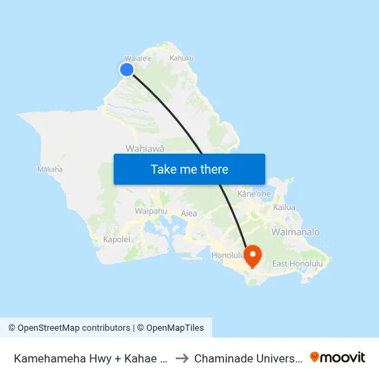 Kamehameha Hwy + Kahae Rd to Chaminade University map