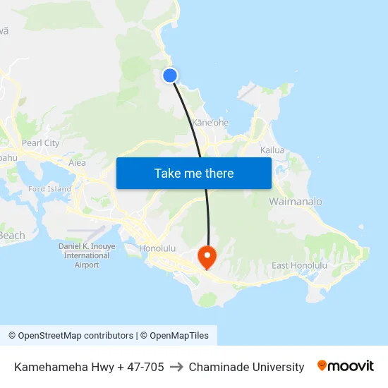 Kamehameha Hwy + 47-705 to Chaminade University map