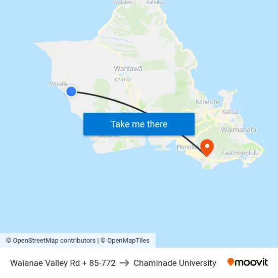 Waianae Valley Rd + 85-772 to Chaminade University map