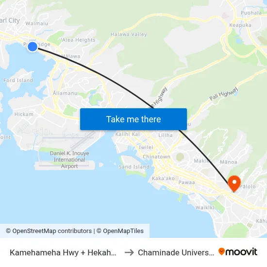 Kamehameha Hwy + Hekaha St to Chaminade University map