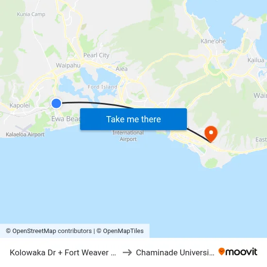 Kolowaka Dr + Fort Weaver Rd to Chaminade University map