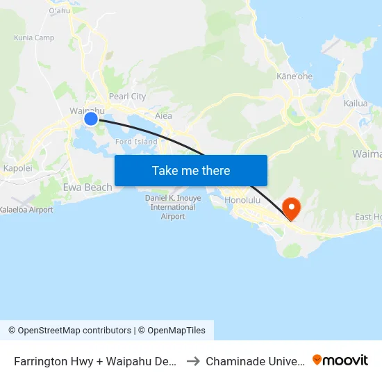 Farrington Hwy + Waipahu Depot Rd to Chaminade University map