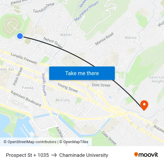 Prospect St + 1035 to Chaminade University map