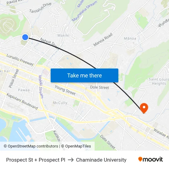 Prospect St + Prospect Pl to Chaminade University map